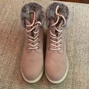 PORTLAND Faux Fur Trim Lace Up Boot